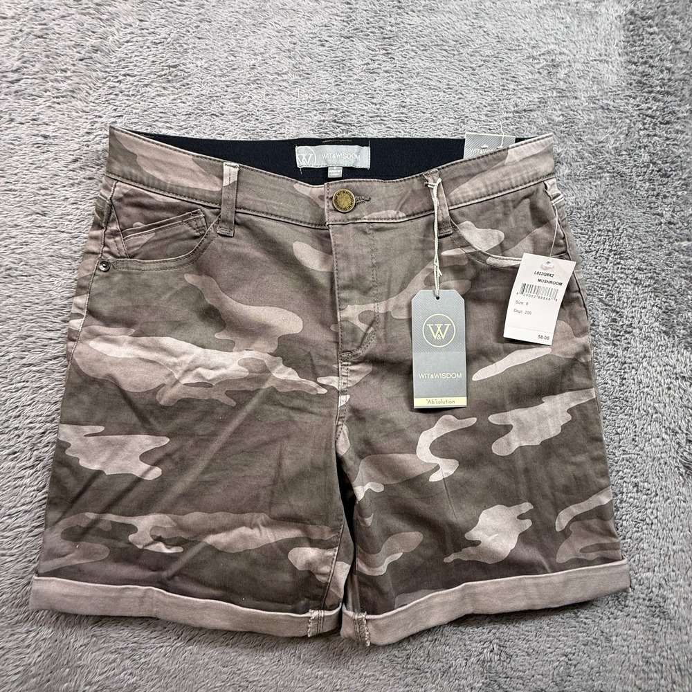 Wit & Wisdom Women’s High Waist Camo Shorts - Olive & Taupe